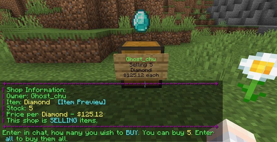 QuickShop chest shop example